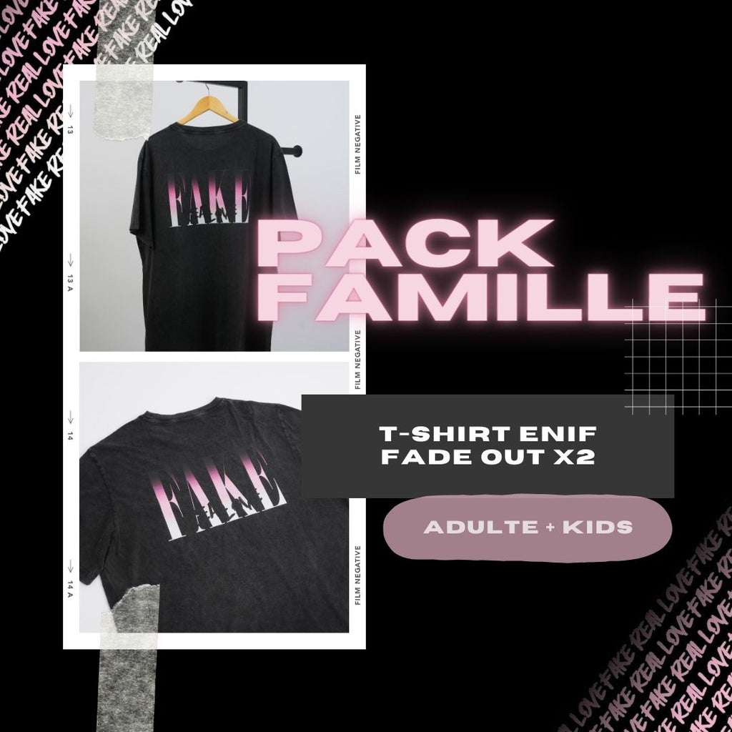 Pack T-Shirt "Enif" Black Fade Out Adulte + Enfant