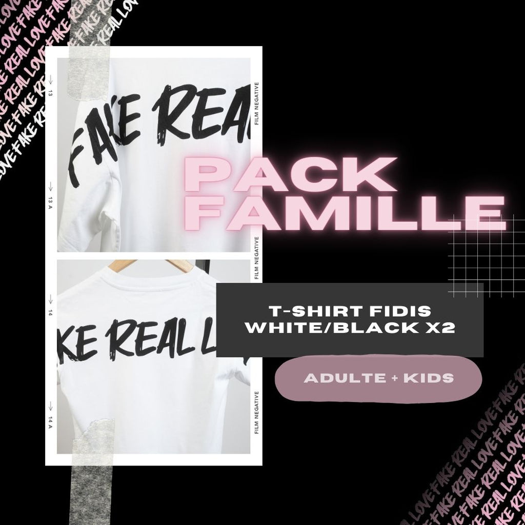 Pack T-Shirt "Fidis" White/Black Adulte + Enfant