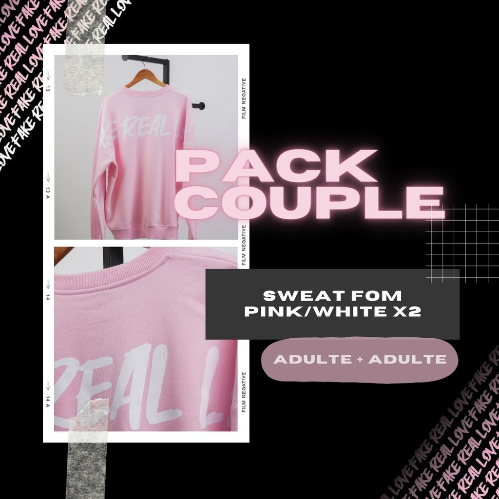 Pack Sweat "Fom" Pink/White Adulte + Adulte